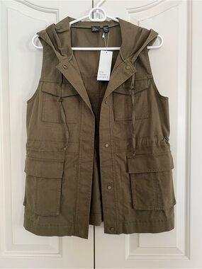 The Fisher Project Olive Hooded Utility Vest Size XS